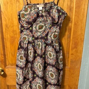 Collective Concepts Purple and Orange Patterned Midi Dress